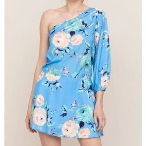 Yumi Kim One Shoulder Dress‎ Size Small Blue Floral Feminine Romantic Date Night